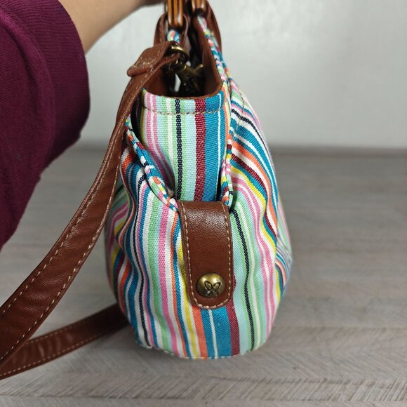 Relic By Fossil Striped Multicolor Handbag With Dual Handles & Adjustable Strap - Picture 7 of 9